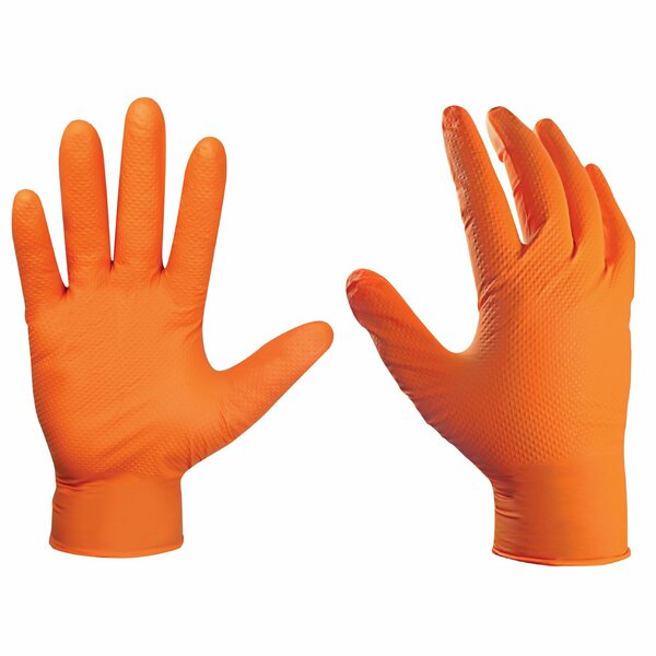 Ge Nitrile Disposable Gloves, 8 mil Palm, Nitrile, Powder-Free, L, Orange GG622L